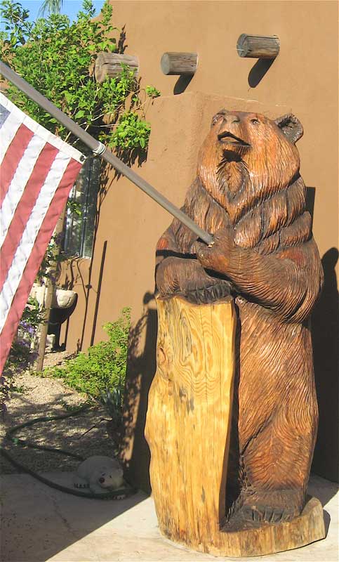 American Bear - Hand Carved American Flag Waver Bear - AMB567
