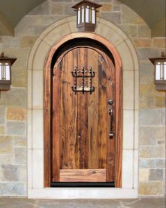Arched Handmade Door With Wrought Iron Door Pull - 3182GPA