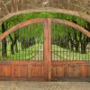 Custom Wood Double Vinyard Gates With Wrought Iron - 3187GG