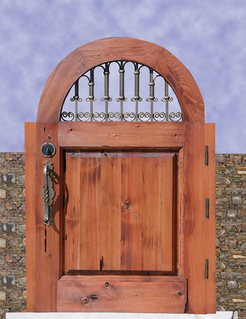 Garden Or Court Yard Gate With Wrought Iron - 7042WI