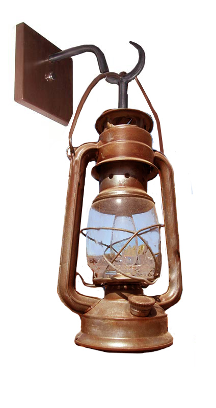 Wrought Iron Old Western Gold Rush Lantern Wall Sconce - LS718A