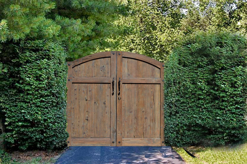 Driveway Gates Double Arched Solid Wood Gates Fine Art Castle Gates