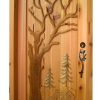 Wood Door Custom - Hand Carved Log Cabin In The Woods - 2335HC