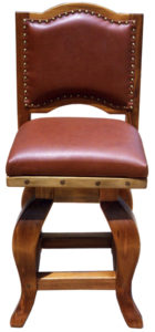Stool - Carved Wood And Leather Stool - CFT417