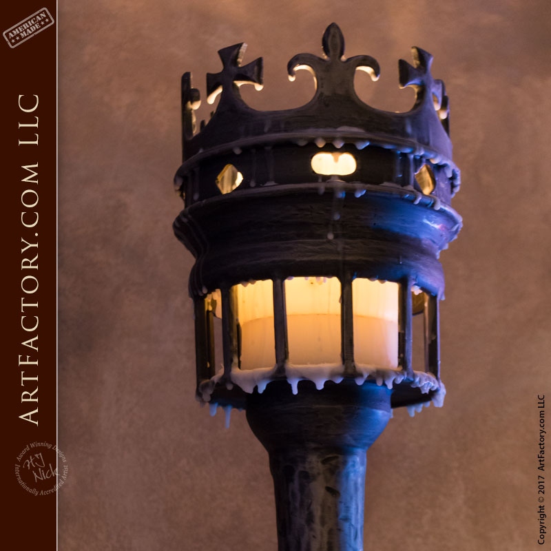 Custom Crown Torch Sconce Medieval Castle Inspired Wall Lighting