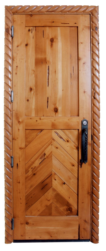 Door - Custom Wood Herringbone Design - SWD738