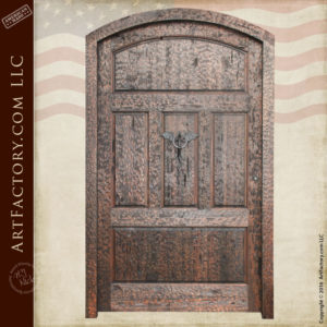 Medieval Castle Door With Fire Dragon Knocker - CED424