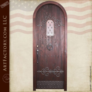 Arched Gothic Door with Hand Forged Iron Accents - CED485