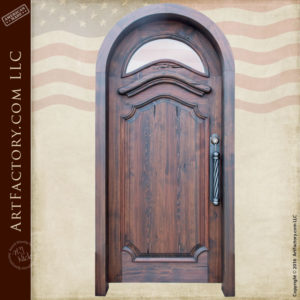 Arched Cedar Cypress Hand Carved Door with Top Glass - 32288A