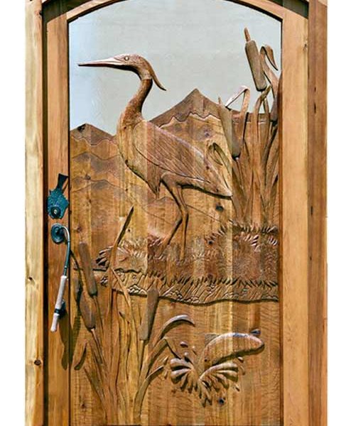 Door - Blue Heron Hand Carved Door - Castello Savasta - 3990HC