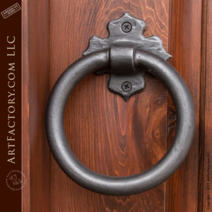decorative arched handmade door with custom ring pull