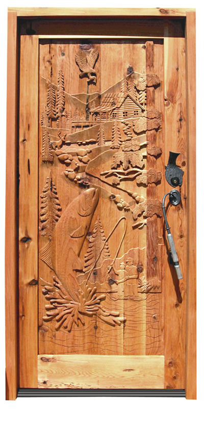 Fishing Cabin, Woods Master Hand Carved Heirloom Door -  5110HC