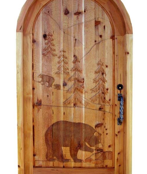 Custom Hand Carved Door Forrest And Bear Theme - 7014HC