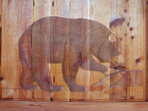 Custom Hand Carved Door Forrest And Bear Theme - 7014HC