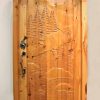 Arched Wood Door - Hand Carved Fly Fishing Scene - 7022HC