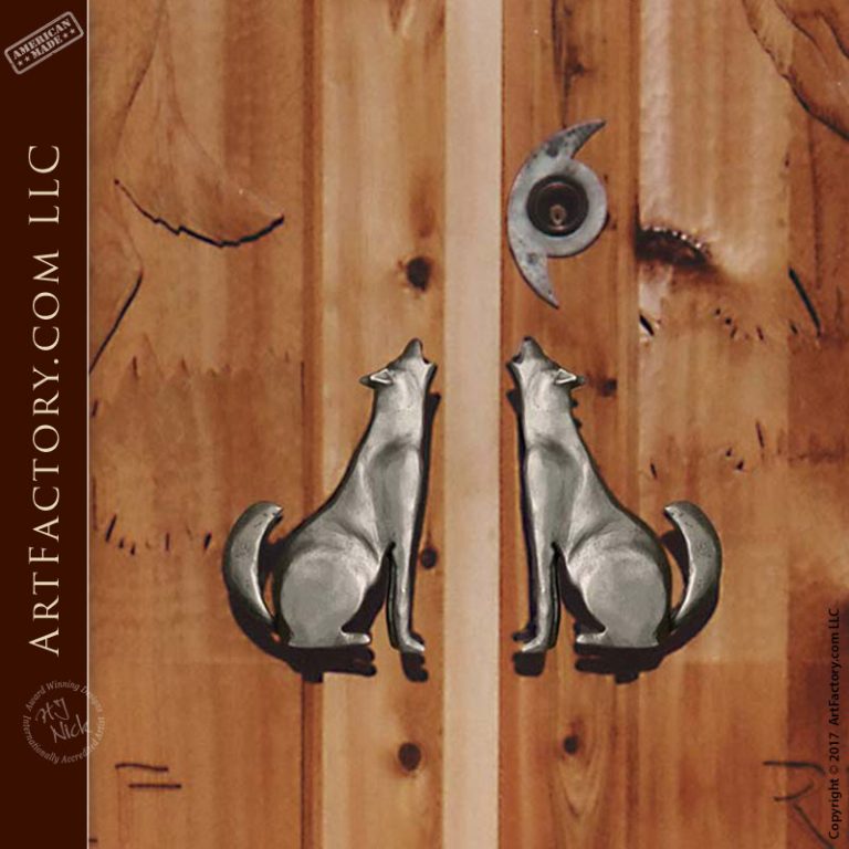 Wolf Carved Front Door Custom Themed Hand Carvings