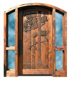 Carved Castle Door With Hand Carved Nature Theme - 7105HC