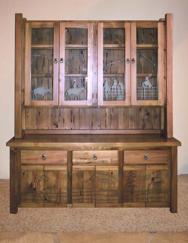 Western Display Hutch Carved Display Cabinet High End Hutches