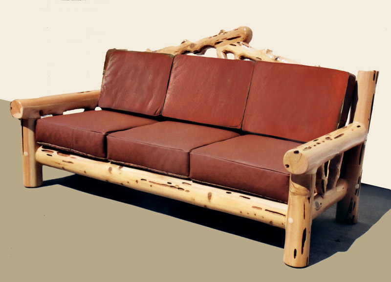 Lodge Style Sofa Hand Carved Western Wilderness Theme