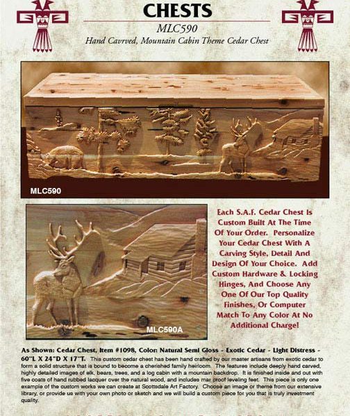 Hand carved store cedar chest