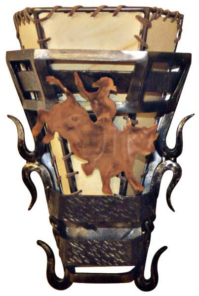 Hand Forged Wall Lighting Sconce w/ Bucking Bronco - LS043