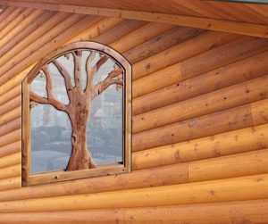 Hand Carved Tree Window - WIN1621
