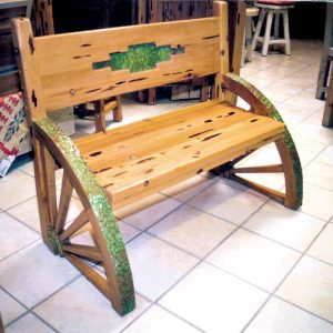 Bench - Rustic Wagon Wheel Bench - CBB640